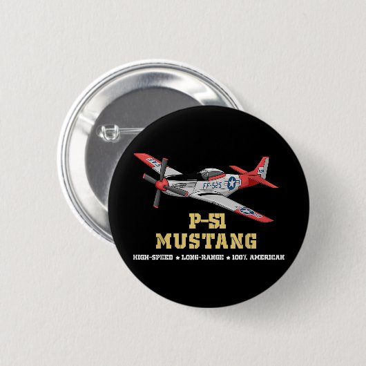 P-51 Mustang Weltkrieg II Kampfbomber Button (Vorne & Hinten)