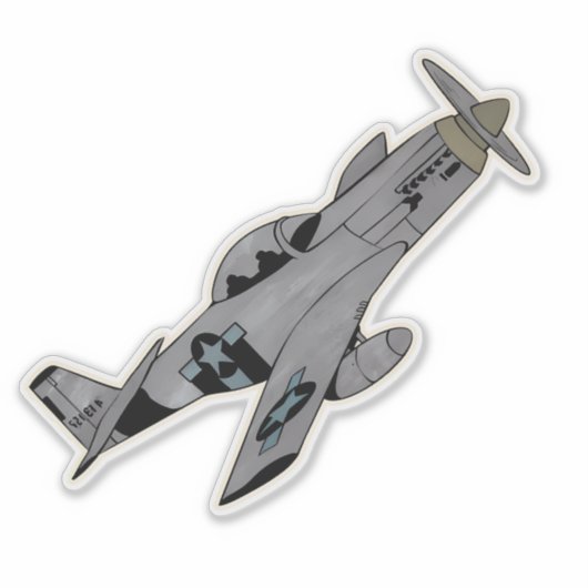 P-51 Mustang, WW2-Kampfflugzeug Aufkleber (Vorderseite)