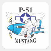 p-51 Senf Quadratischer Aufkleber (Vorderseite)