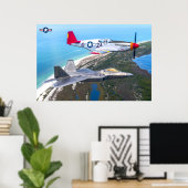P-51B MUSTANG and F-22A RAPTOR Poster (Heimbüro)