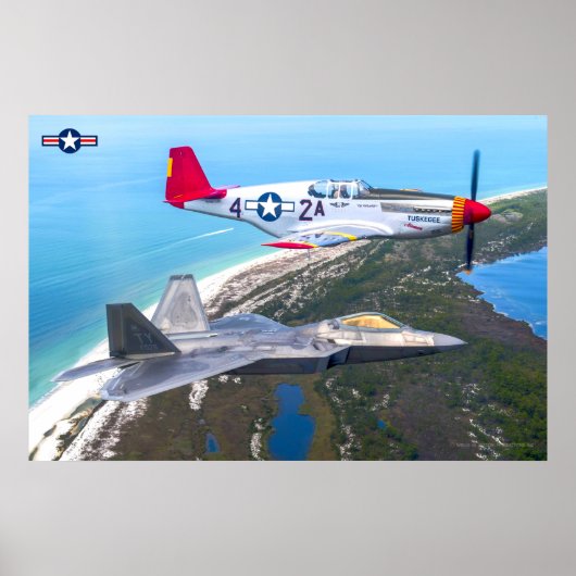 P-51B MUSTANG and F-22A RAPTOR Poster (Vorne)