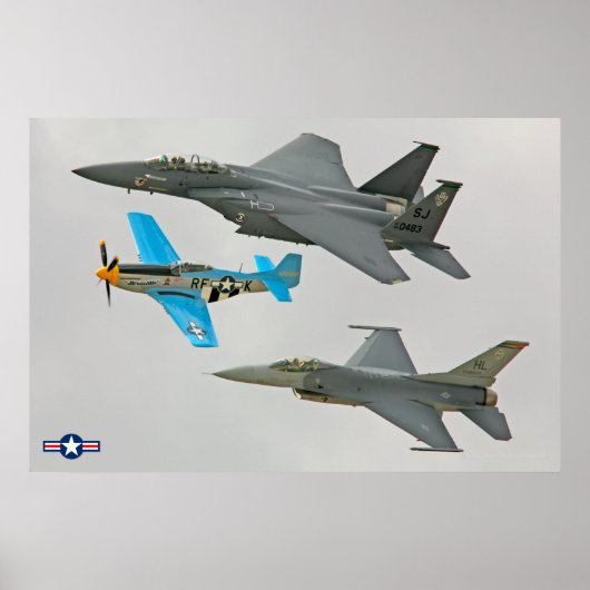 P-51D, F-16C und F-15E Poster (Vorne)
