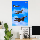 P-51D, F-16C und F-15E Poster (Heimbüro)