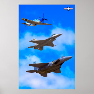 P-51D, F-16C und F-15E Poster