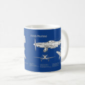 P-51D Mustang - Flugzeug-Blueprint ABD Kaffeetasse (VorderseiteRechts)