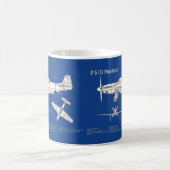 P-51D Mustang - Flugzeug-Blueprint ABD Kaffeetasse (Mittel)