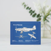 P-51D Mustang - Flugzeug-Blueprint ABD Postkarte (Stehend Vorderseite)