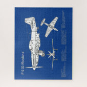 P-51D Mustang - Flugzeug-Blueprint ABD Puzzle (Vertikal)