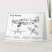P-51D Mustang - Flugzeug-Blueprint BD Dankeskarte (Vorderseite)