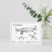 P-51D Mustang - Flugzeug-Blueprint BD Postkarte (Stehend Vorderseite)