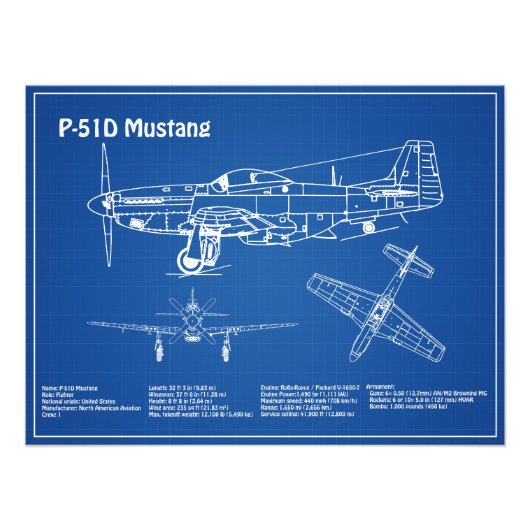 P-51D Mustang - Flugzeugkonzept AD Fotodruck (Vorne)