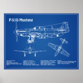 P-51D Mustang - Flugzeugkonzept AD Poster (Vorne)