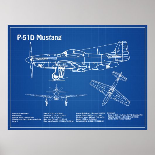 P-51D Mustang - Flugzeugkonzept AD Poster (Vorne)