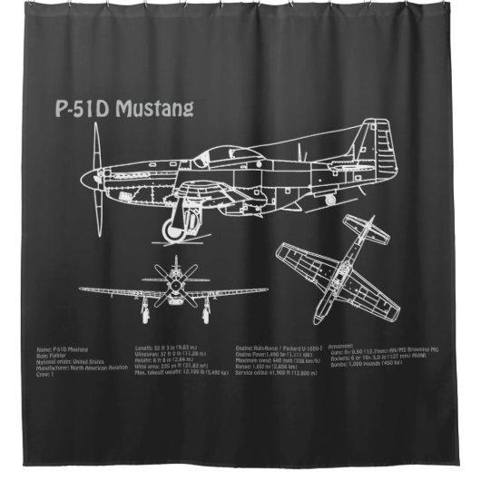 P-51D Mustang - Flugzeugkonzept PD Duschvorhang (Vorderseite)