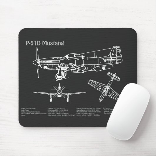 P-51D Mustang - Flugzeugkonzept PD Mousepad (Mit Mouse)