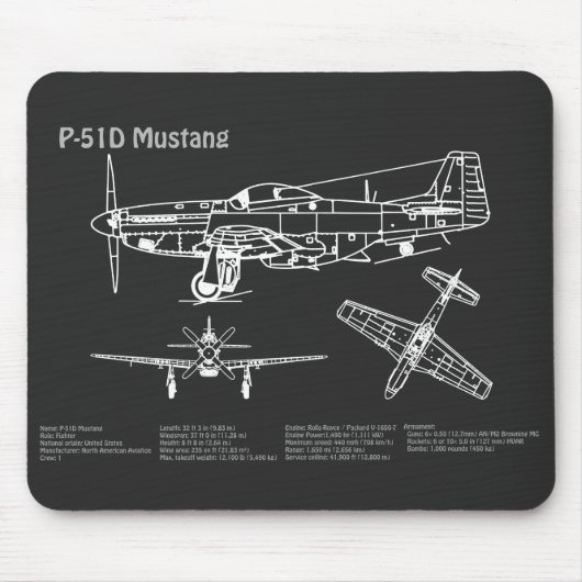 P-51D Mustang - Flugzeugkonzept PD Mousepad (Vorne)