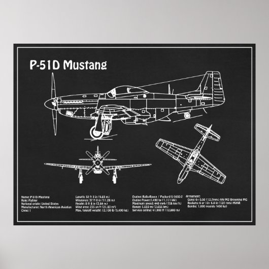 P-51D Mustang - Flugzeugkonzept PD Poster (Vorne)