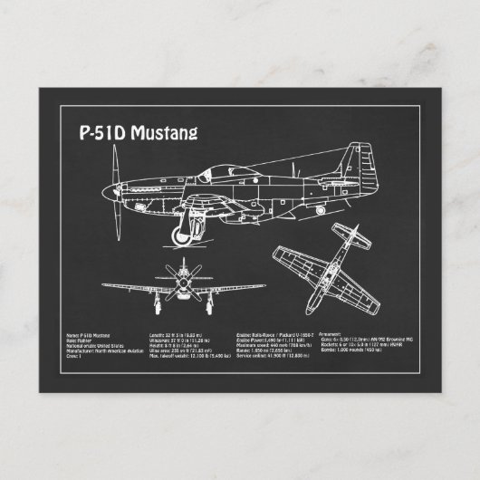P-51D Mustang - Flugzeugkonzept PD Postkarte (Vorderseite)