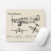 P-51D Mustang - Flugzeugkonzept SD Mousepad (Mit Mouse)