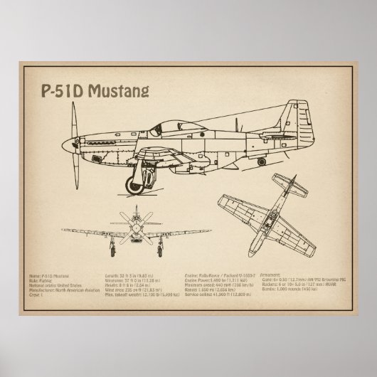 P-51D Mustang - Flugzeugkonzept SD Poster (Vorne)