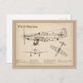 P-51D Mustang - Flugzeugkonzept SD Postkarte (Vorne/Hinten)