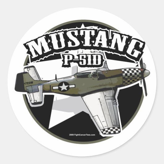 P-51D Mustang Runder Aufkleber (Vorderseite)