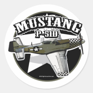 P-51D Mustang Runder Aufkleber