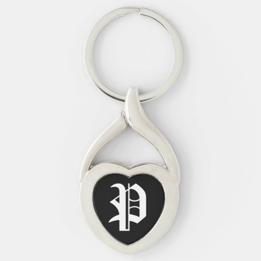 "P" Black Heart Keychain Schlüsselanhänger (Vorderseite)