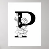 P botanisches Monogramm. Initialbuchstaben mit Bau Poster (Vorne)