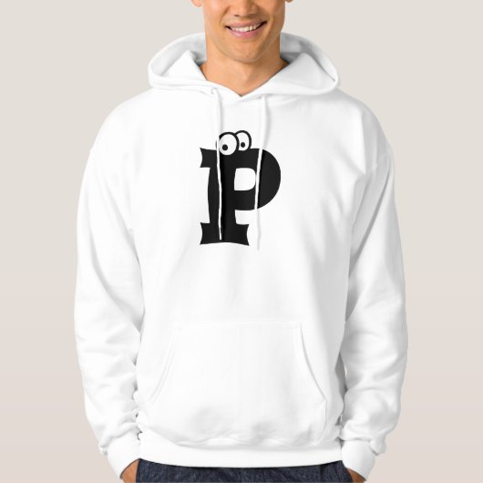 P, Buchstabe mit Augenbrauen Hoodie (Vorderseite)