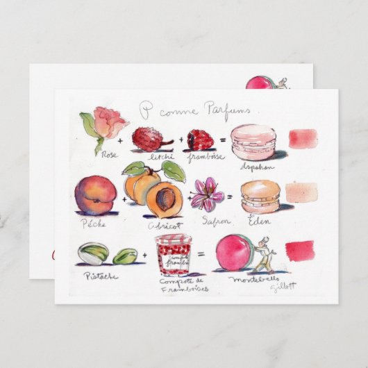 P comme Parfum Macaron Postkarte (Vorne/Hinten)