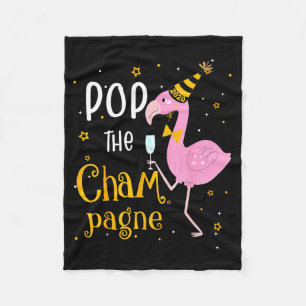 P Der Champagner Es ist Neujahr! Lustiger Flamingo Fleecedecke