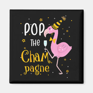 P Der Champagner Es ist Neujahr! Lustiger Flamingo Magnet