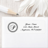 P Dot Circle Mongram Address Label (schwarz / grau (Insitu)