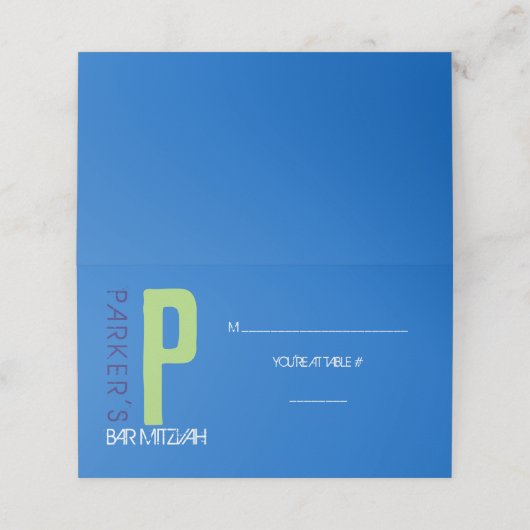 P ERSTE SAMMLUNG Bar Mitzvah Sitzbegleiter Platzkarte (Außenseite Aufgefaltet)