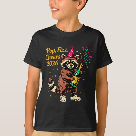 P Fizz Cheers 2026 Funny Raccoon New Year Design  T-Shirt (Vorderseite)