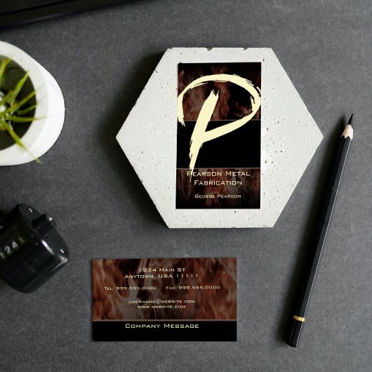 P Flame Monogram Business Card Visitenkarte