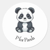 P für Panda Runder Aufkleber (Vorderseite)