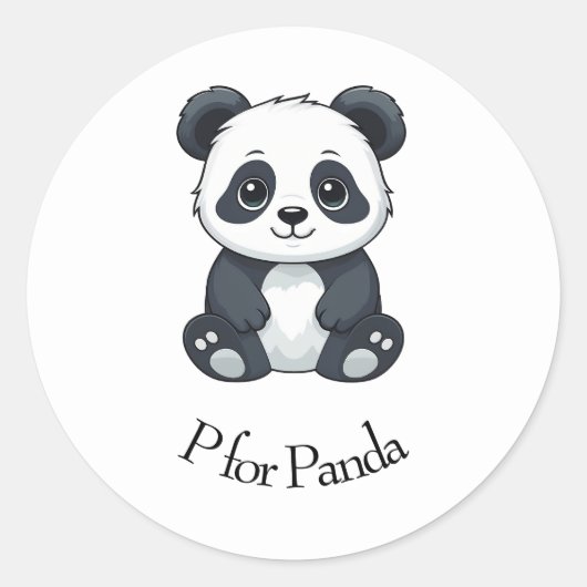 P für Panda Runder Aufkleber (Vorderseite)