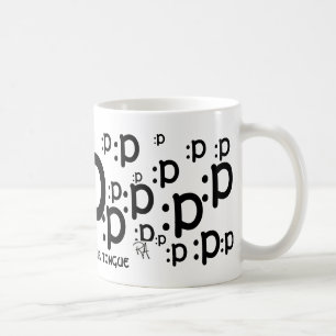 : p, haften heraus Ihre Zunge Tasse