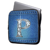 P Imitate "Diamond" Denim Stitching Electronics Ba Laptopschutzhülle (Vorderseite Links)