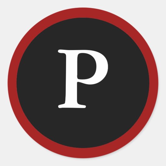 P: Initial P Letter P Red, White & Black Stickers (Vorderseite)