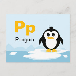 P is for Penguin - Alphabet Flash Card Postkarte