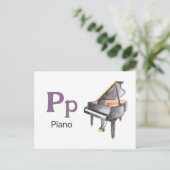 P is for Piano - Alphabet Flash Card Postkarte (Stehend Vorderseite)