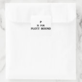 p is for plott quadratischer aufkleber (Tasche)
