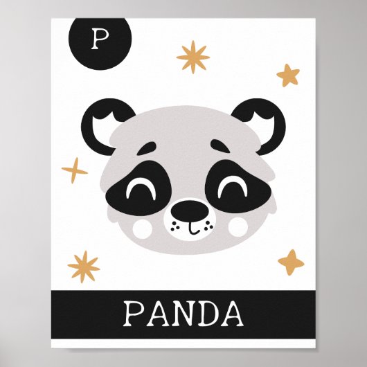 P ist für Panda, Kinderzimmer, Schlafzimmer, Kinde Poster (Vorne)