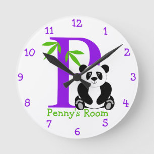P ist für Panda-und der Penny-Kinder Schlafzimmer Runde Wanduhr