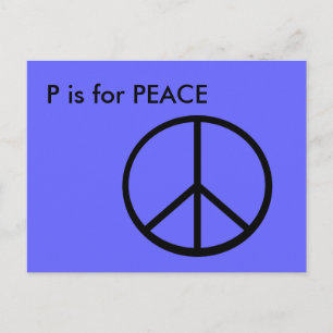 "P" ist für Peace Alphabet Flashcard Postkarte