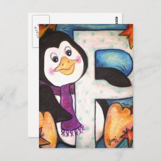 P ist für Penguin Postkarte (Vorne/Hinten)