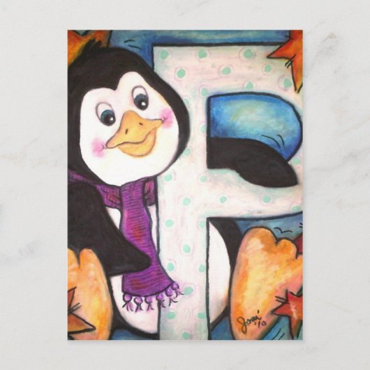 P ist für Penguin Postkarte (Vorderseite)